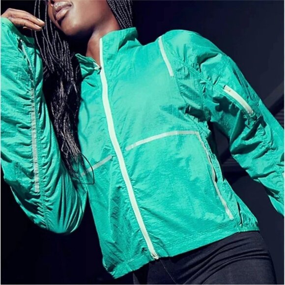 Free People Movement Great Escape Run Windbreaker Jacket Women's Small Green Run - Picture 14 of 14